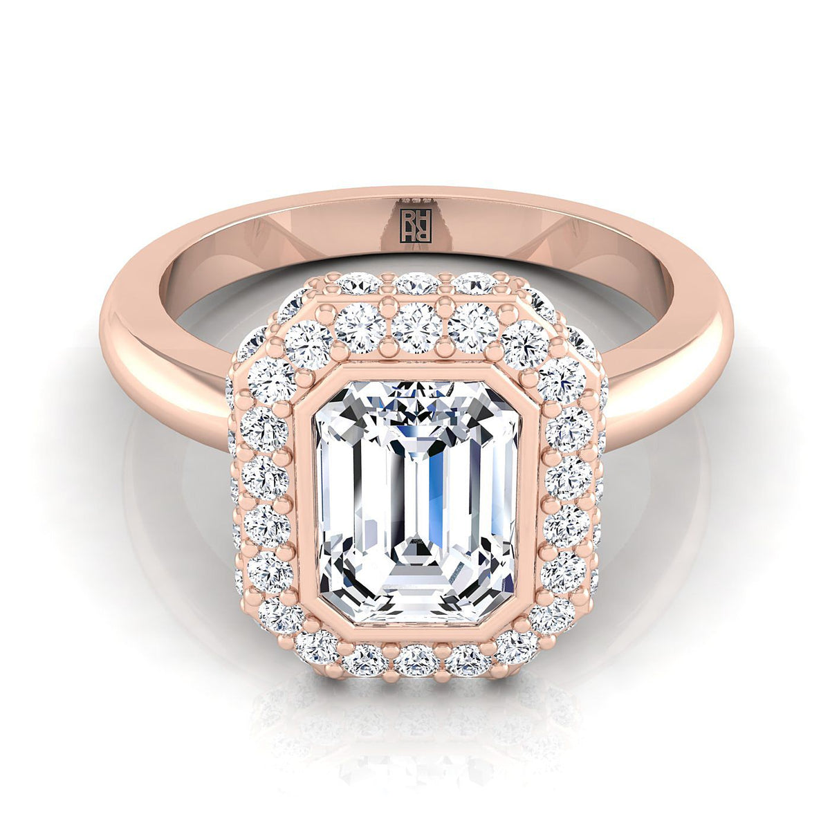 The Piper emerald engagement ring setting in 14K Rose Gold | RockHer
