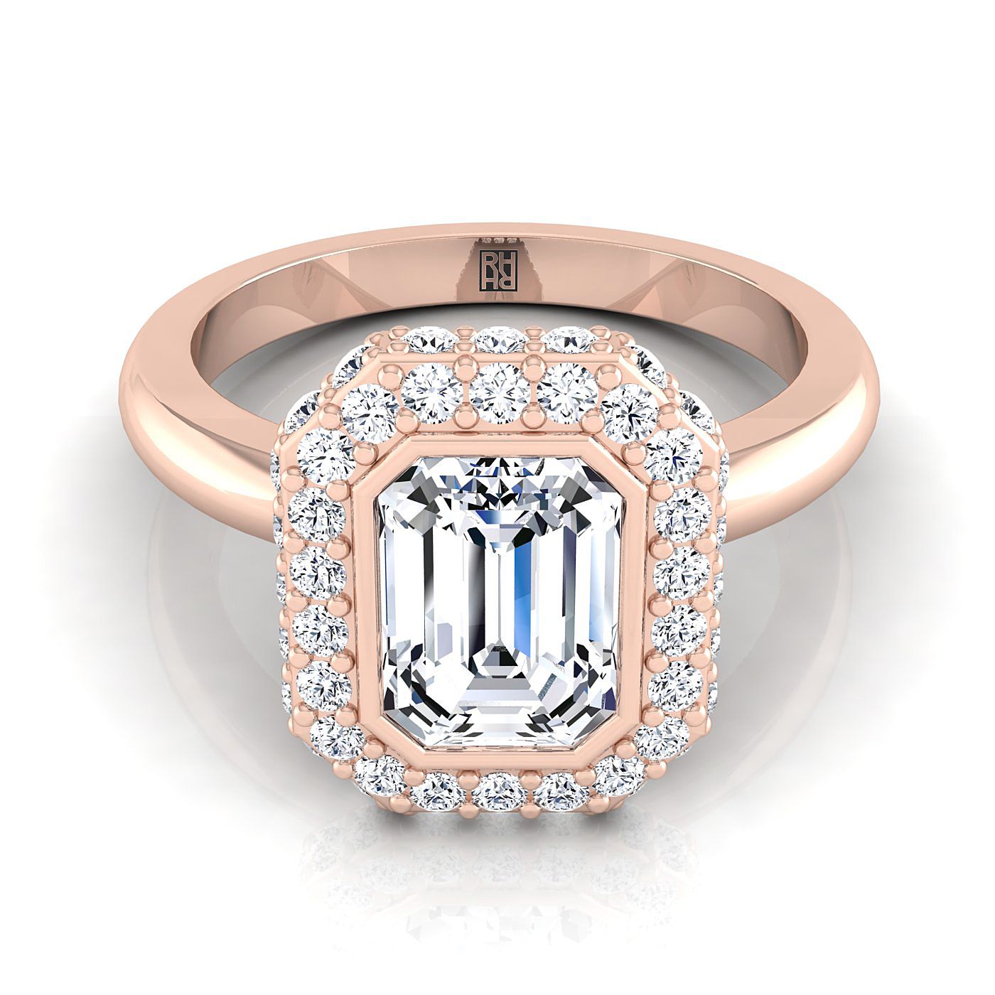 The Piper Select Halo Engagement Ring with Lab Diamond in 14K Rose Gold - view 1