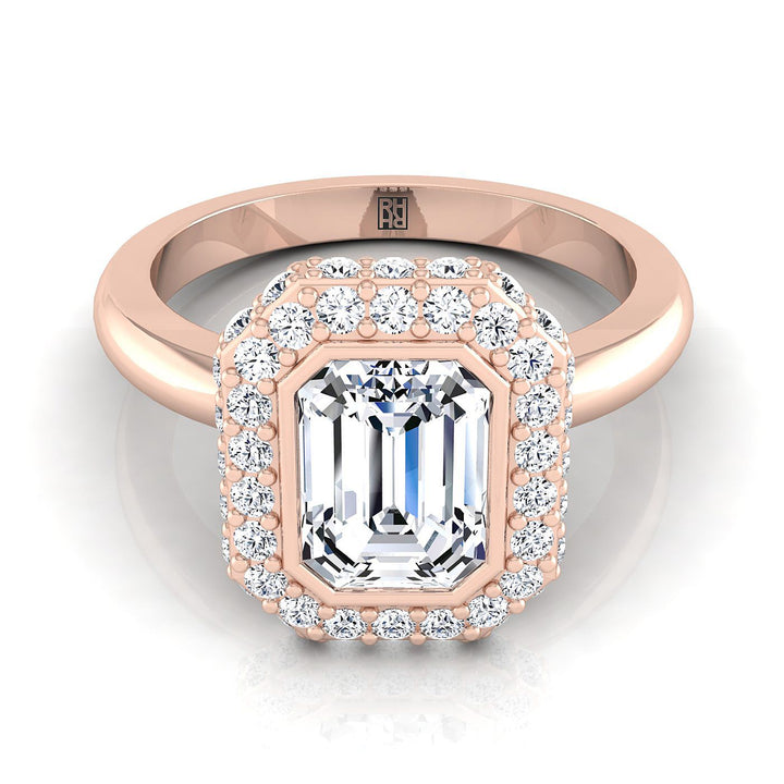 The Piper Select Halo Engagement Ring with Lab Diamond in 14K Rose Gold - view 1