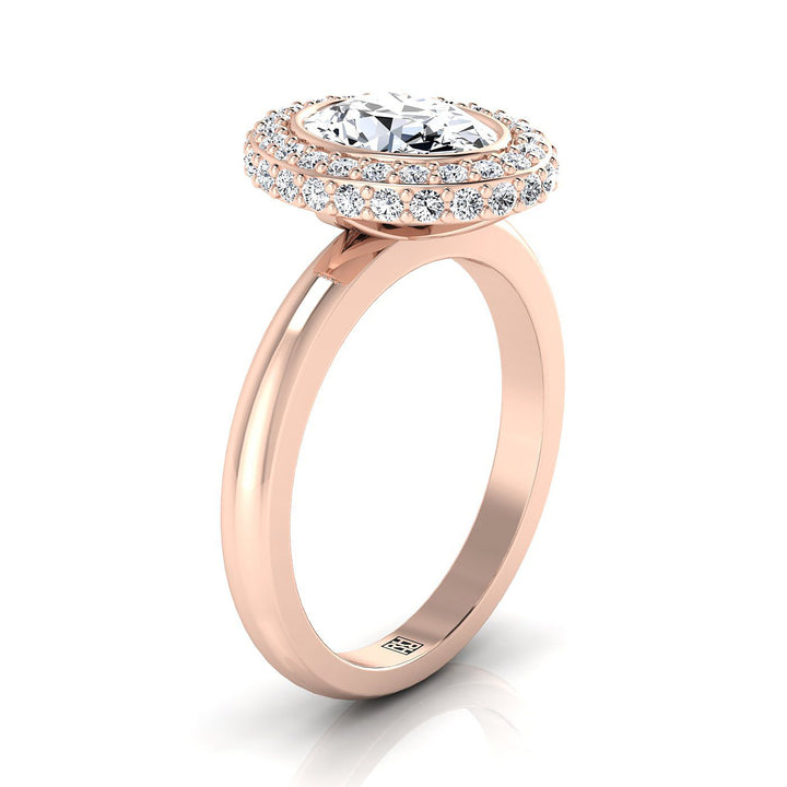 The Piper Select Halo Engagement Ring with Lab Diamond in 14K Rose Gold - view 2