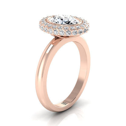 Piper Select Double Halo Oval Lab Diamond Engagement Ring in 14K Rose Gold | RockHer