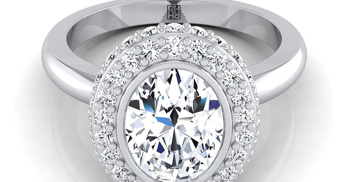 Piper 3D Bezel Pavé Halo Solitaire | 14K White Gold | RockHer