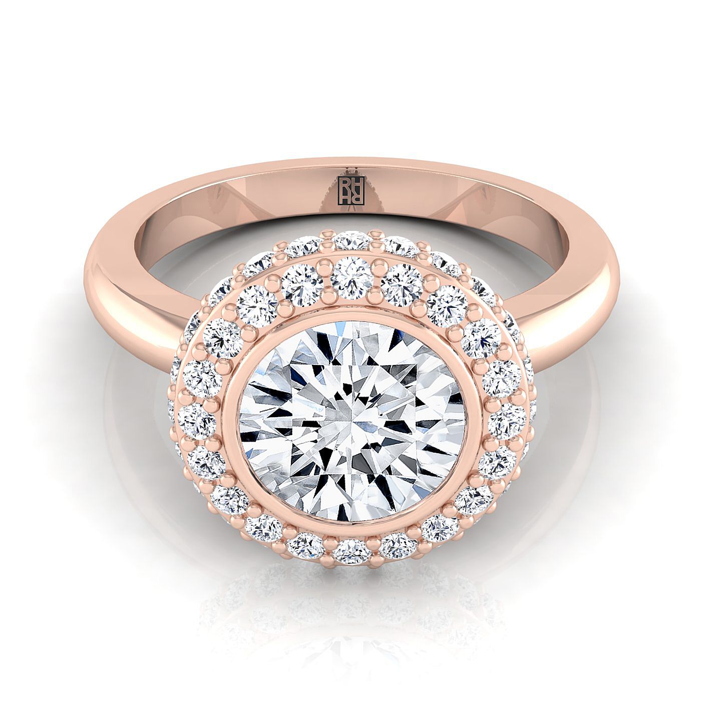 The Piper Select Halo Engagement Ring with Lab Diamond in 14K Rose Gold - view 1