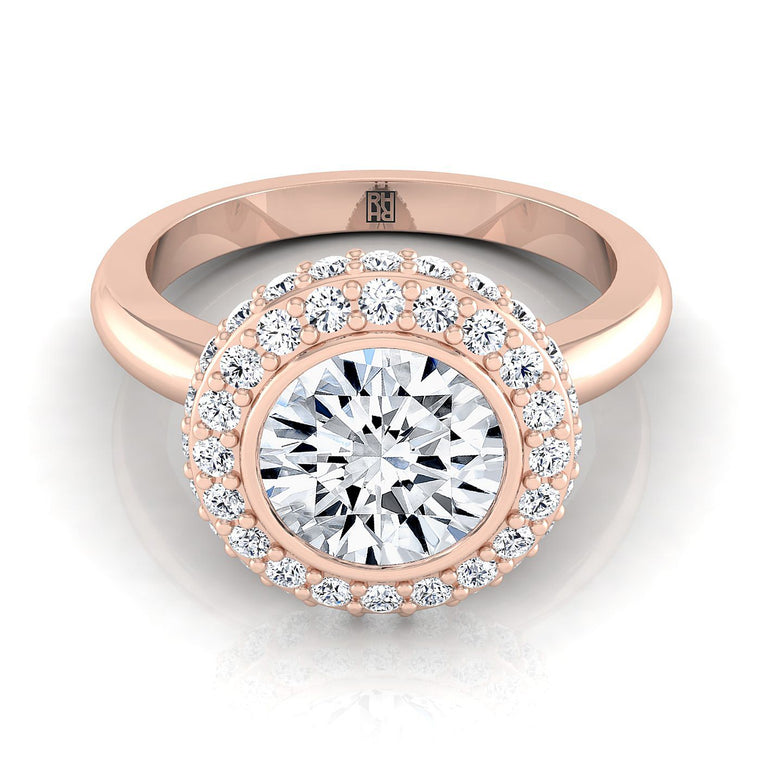 The Piper Select Double Halo Round Lab Diamond Engagement Ring in 14K Rose Gold
