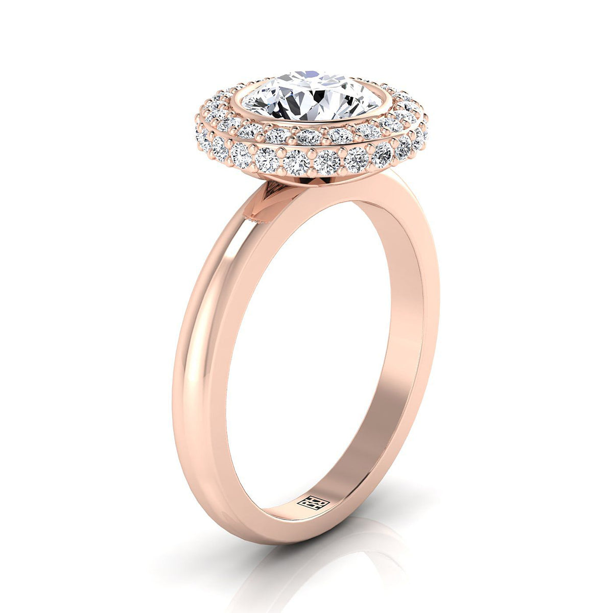 Select Double Halo styling on The Piper round engagement ring setting | RockHer