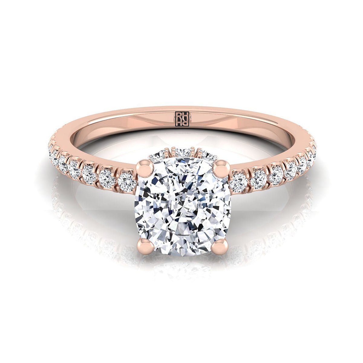The Elliott cushion engagement ring setting in 14K Rose Gold | RockHer
