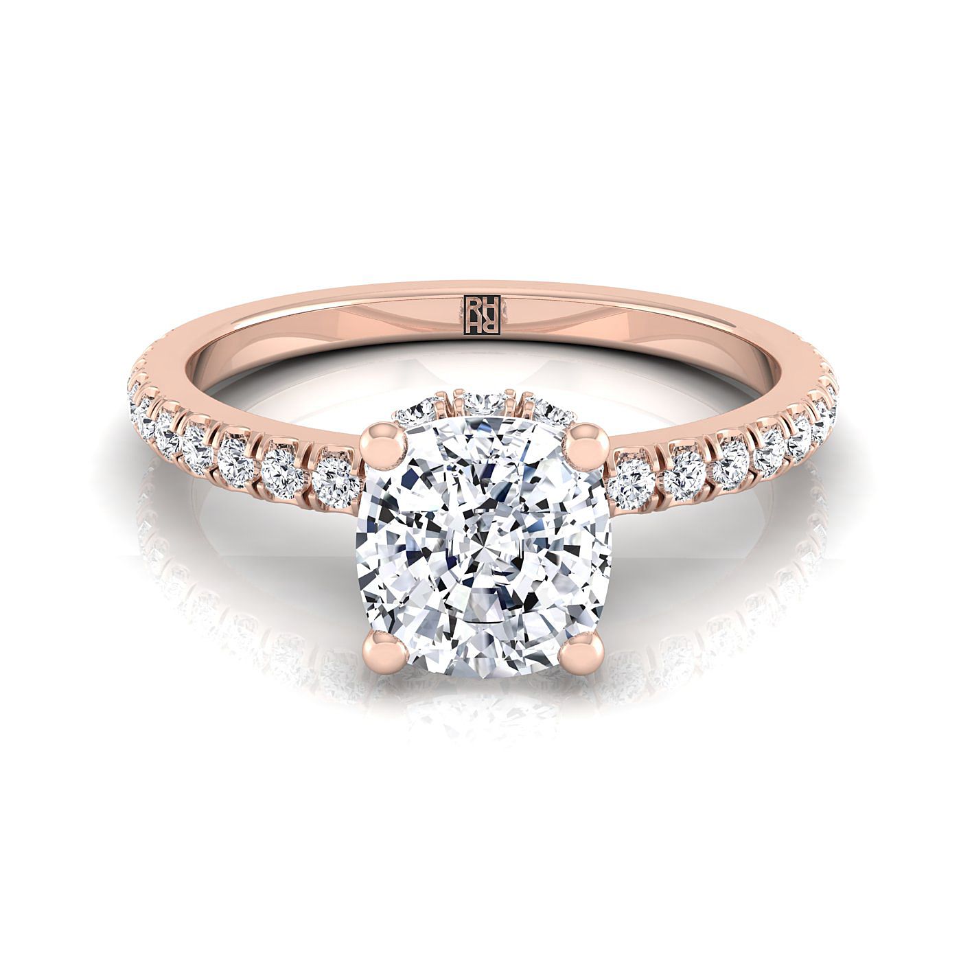 The Elliott Select Pavé Engagement Ring with Lab Diamond in 14K Rose Gold - view 1