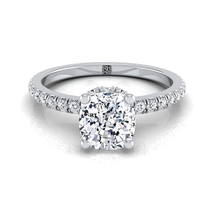 Elliott Select Hidden Halo Pavé Cushion Cut Lab Diamond Engagement Ring in 18K White Gold | RockHer