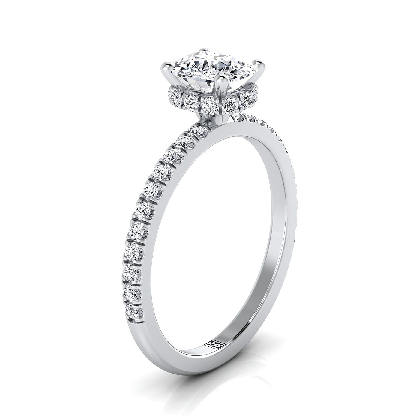 Made to order: The Elliott cushion engagement ring setting in 18K White Gold | RockHer