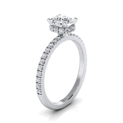 Elliott Select Hidden Halo Pavé Cushion Cut Lab Diamond Engagement Ring in 18K White Gold | RockHer
