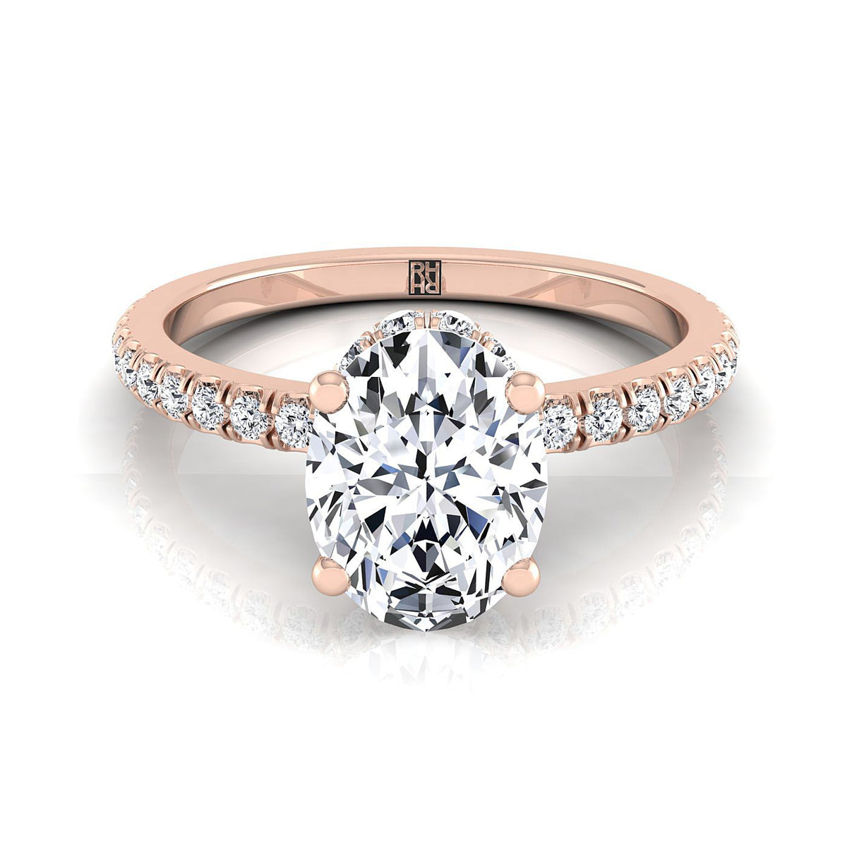 The Elliott oval engagement ring setting in 14K Rose Gold | RockHer
