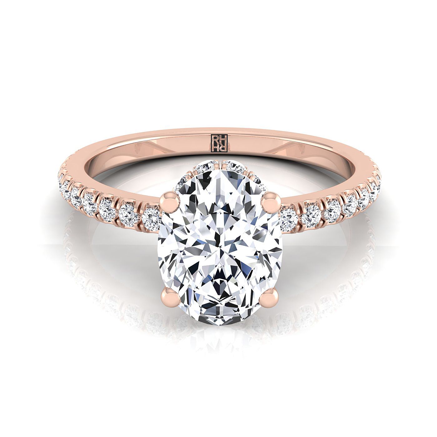 The Elliott Select Pavé Engagement Ring with Lab Diamond in 14K Rose Gold - view 1