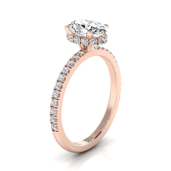 The Elliott Select Pavé Engagement Ring with Lab Diamond in 14K Rose Gold - view 2