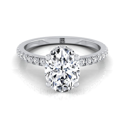 Secret Halo French Pavé Solitaire Oval, in Platinum – view 8 | RockHer
