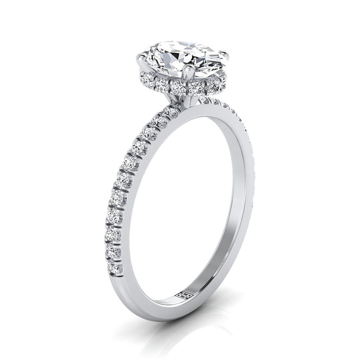 Elliott Select Hidden Halo Pavé Oval Lab Diamond Engagement Ring in Platinum | RockHer