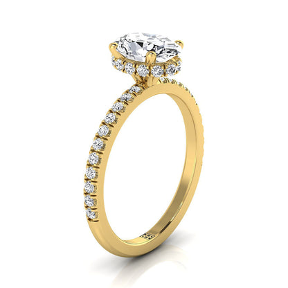 Elliott Select Hidden Halo Pavé Oval Lab Diamond Engagement Ring in 18K Yellow Gold | RockHer