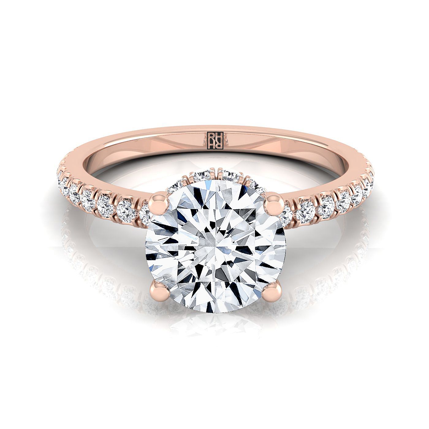 Elliott Select Hidden Halo Pavé Round Lab Diamond Engagement Ring in 14K Rose Gold | RockHer