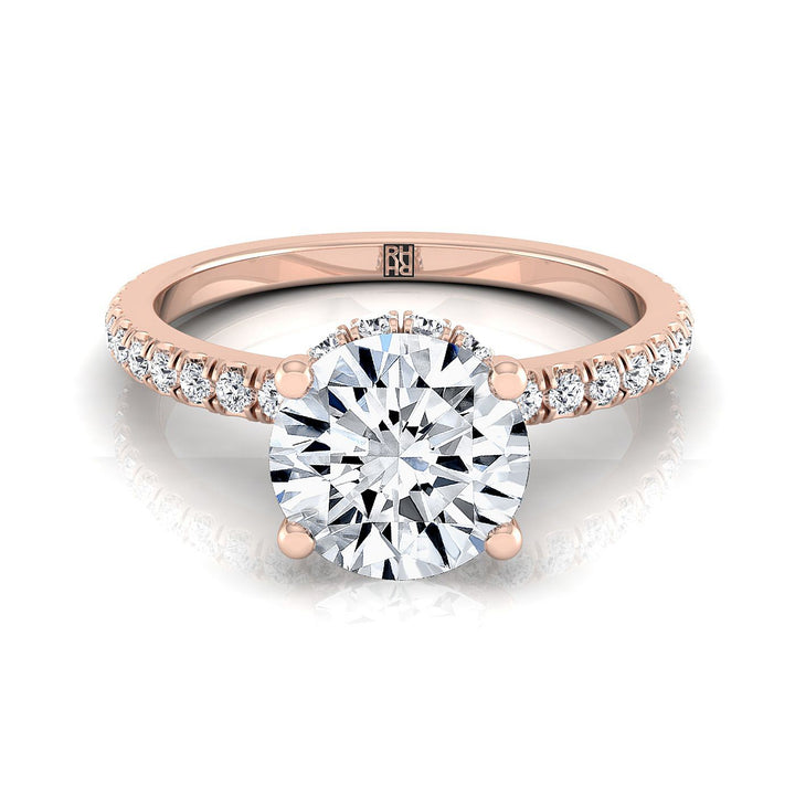 Elliott Select Hidden Halo Pavé Round Lab Diamond Engagement Ring in 14K Rose Gold | RockHer