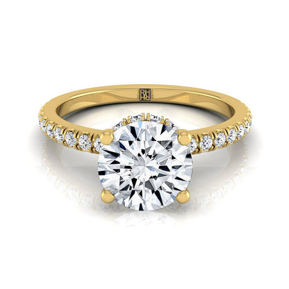 Elliott Select Hidden Halo Pavé Round Lab Diamond Engagement Ring in 18K Yellow Gold | RockHer