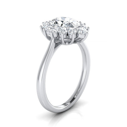 Eloise floral halo engagement ring in platinum with oval lab diamond — RockHer