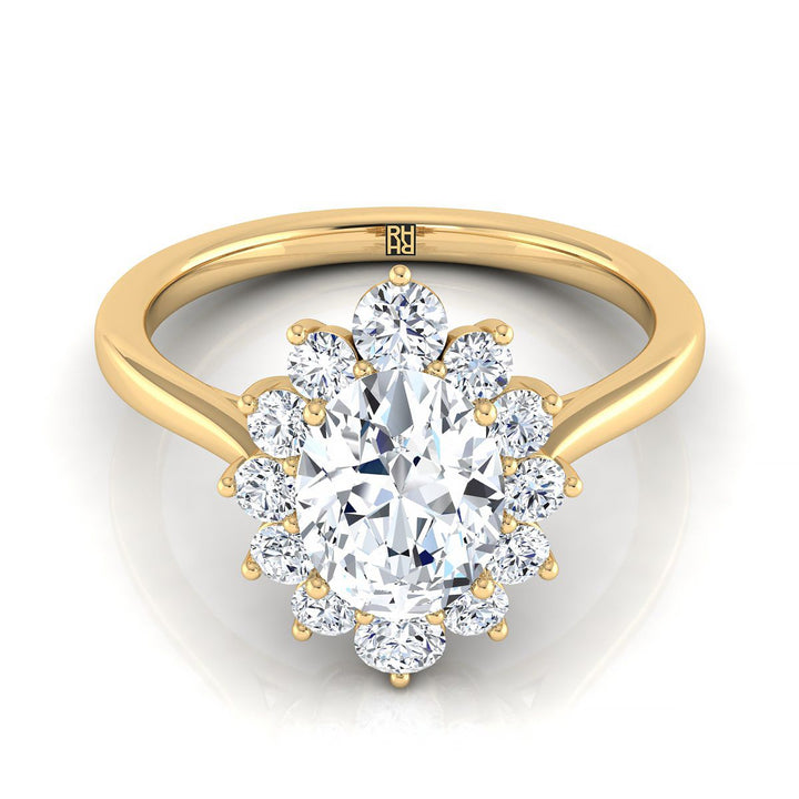 Floral Halo Oval, in 18K Yellow Gold – view 8 | RockHer