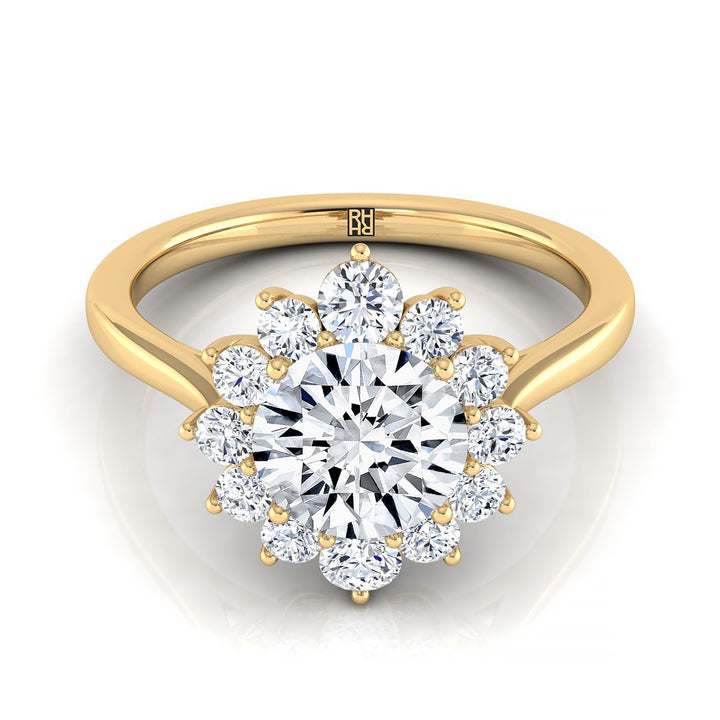 Round Brilliant, Floral Halo, in 18K Yellow Gold | RockHer