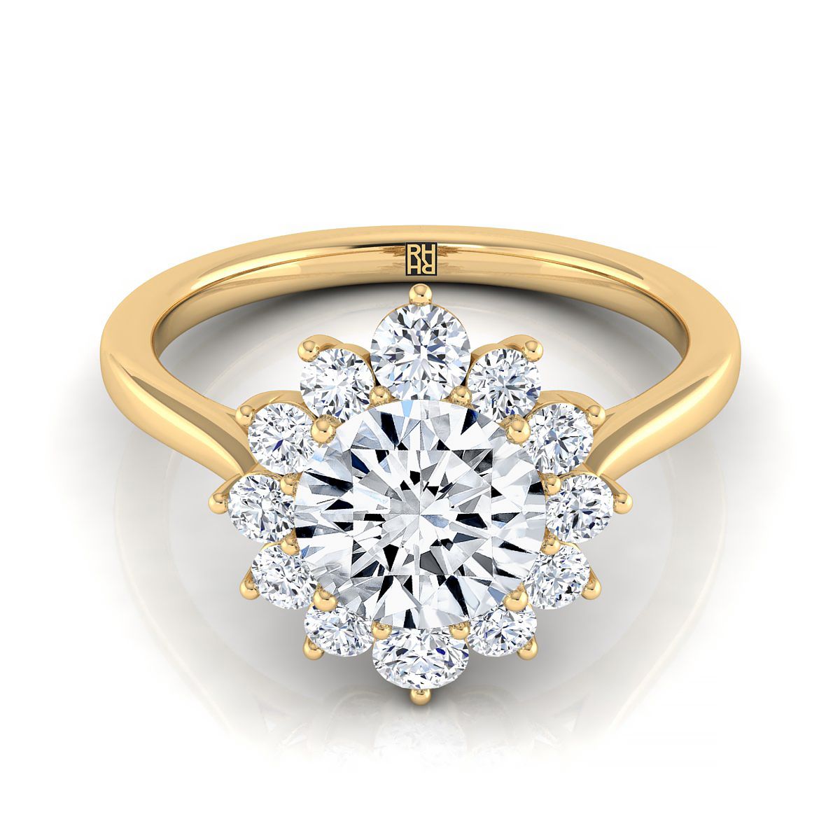 Eloise Select Halo Round Lab Diamond Engagement Ring in 18K Yellow Gold | RockHer