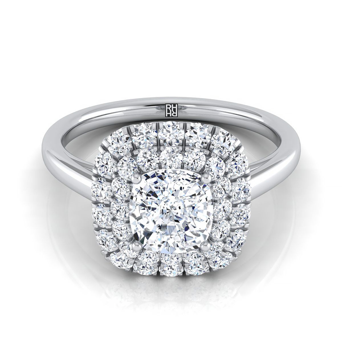 The Goldy cushion engagement ring setting in 18K White Gold | RockHer