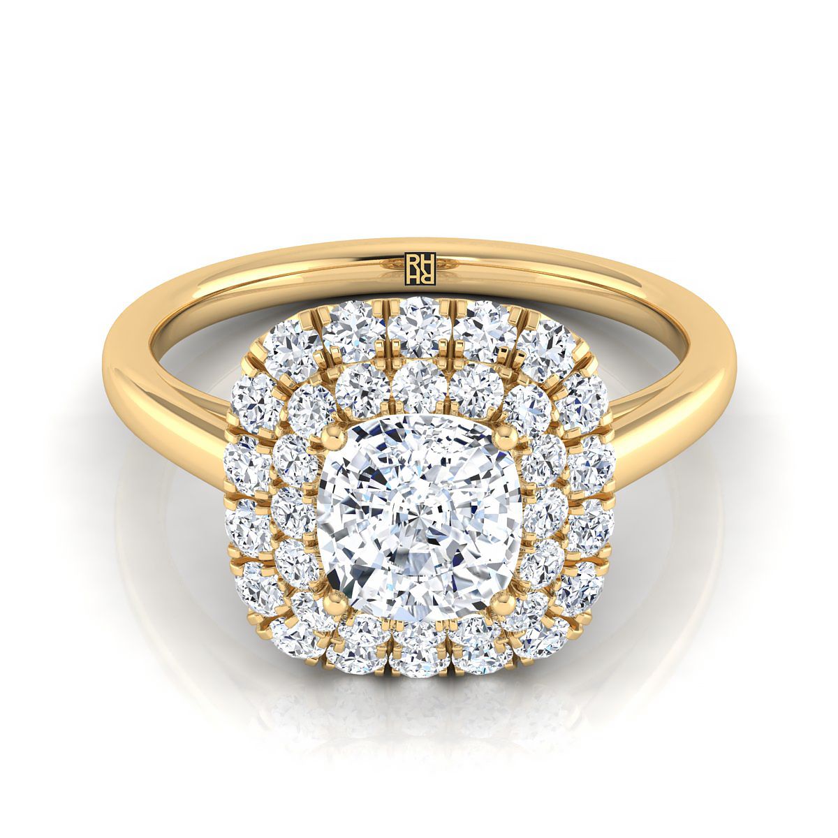 The Goldy cushion engagement ring setting in 18K Yellow Gold | RockHer