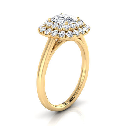 The Goldy Select Halo Engagement Ring with Lab Diamond in 18K Yellow Gold - view 2