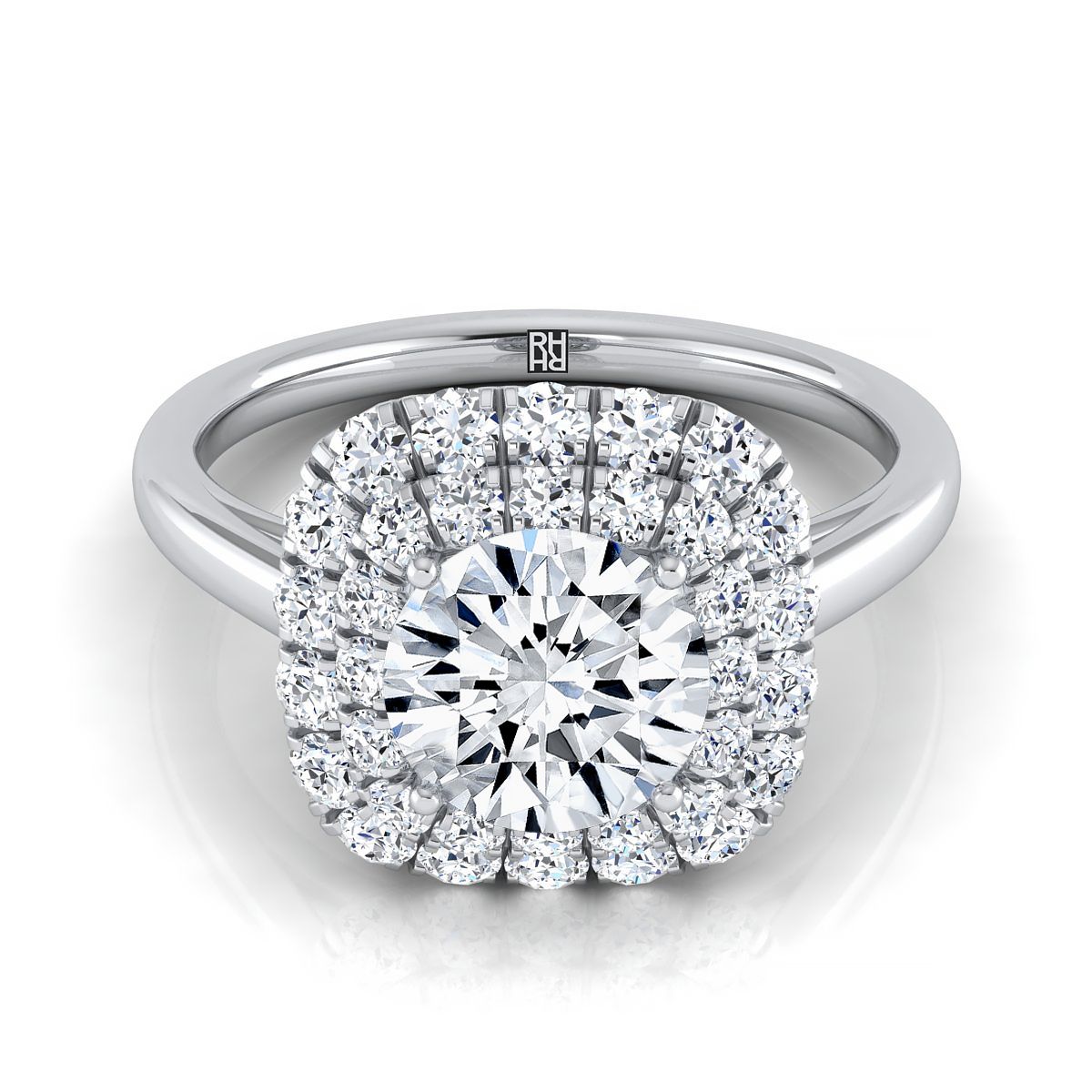 The Goldy round engagement ring setting in 18K White Gold | RockHer
