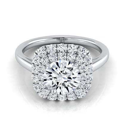 Round Brilliant, Stair Step Double Halo, in Platinum | RockHer