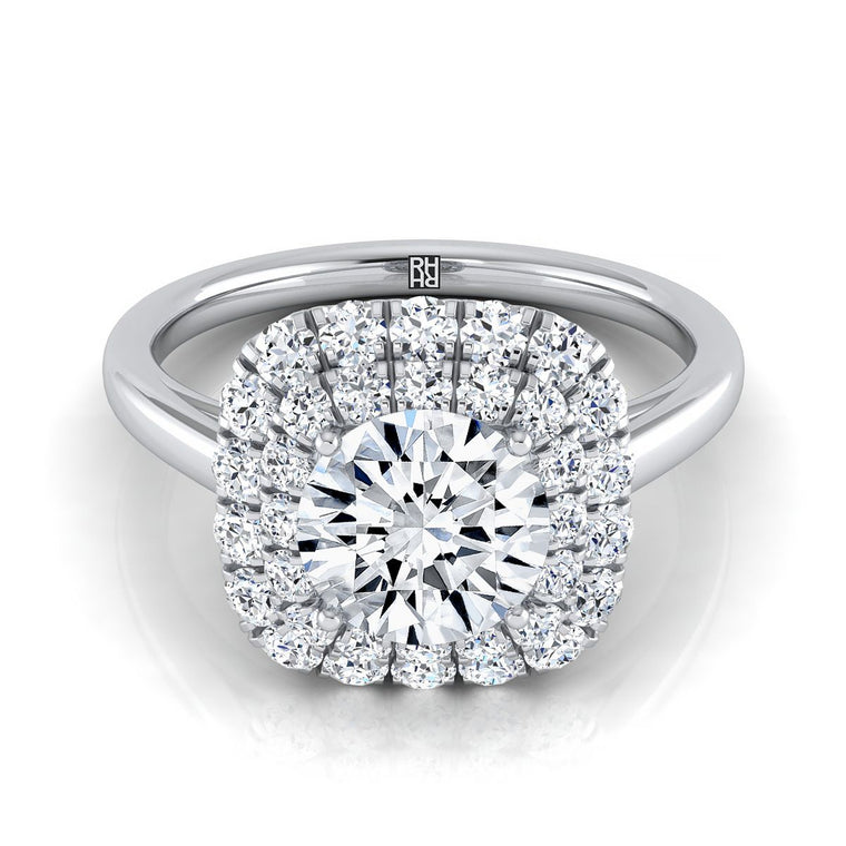 The Goldy Select Halo Round Lab Diamond Engagement Ring in Platinum