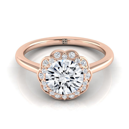Iris scalloped pavé halo engagement ring in 14K Rose Gold with lab diamond — RockHer