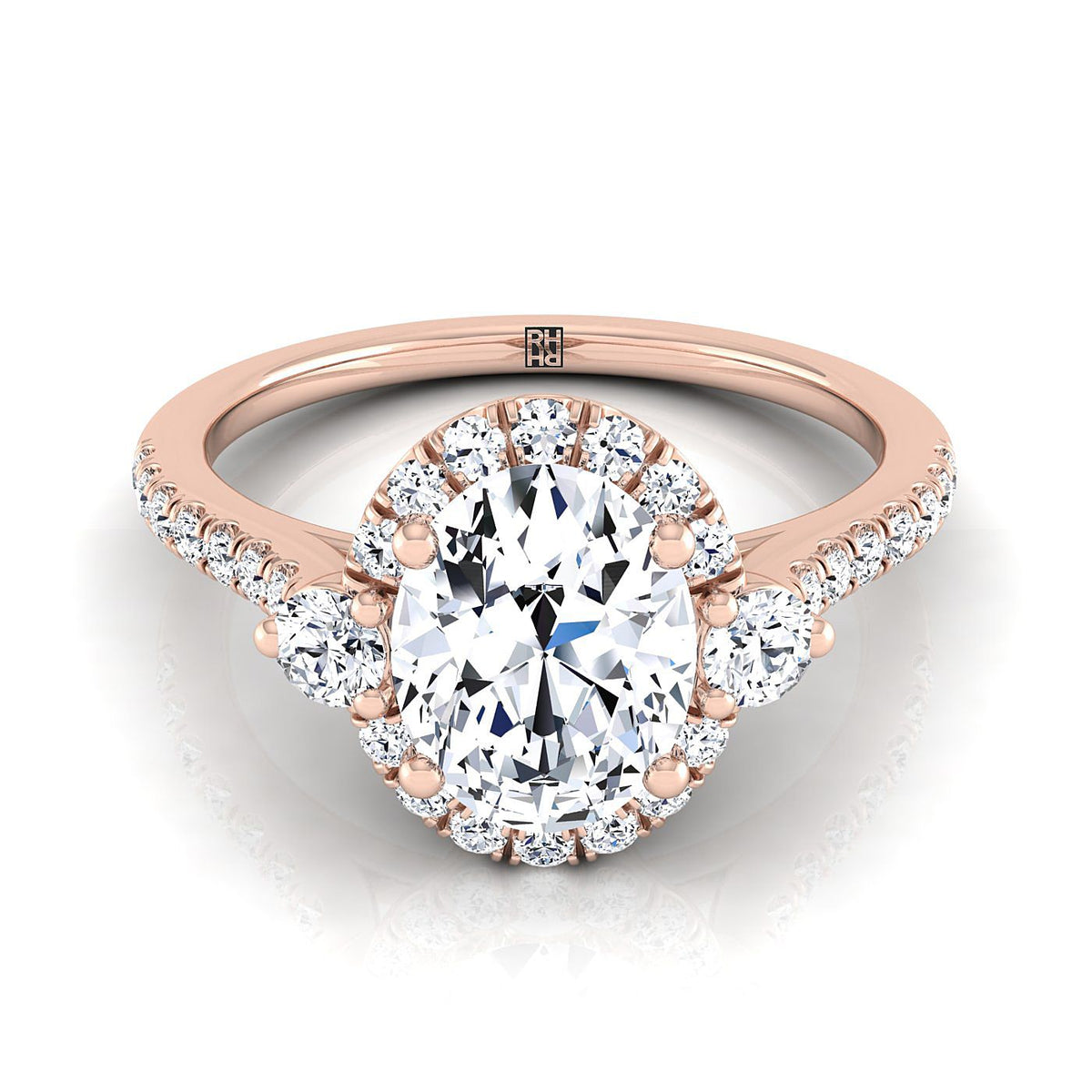 Ivy Select Halo Oval Lab Diamond Engagement Ring in 14K Rose Gold | RockHer