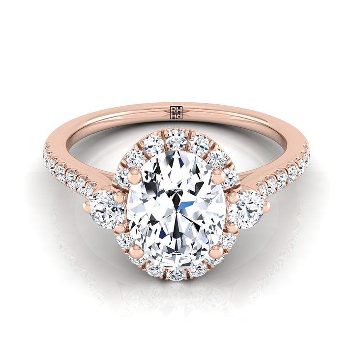 Ivy Select Halo Oval Lab Diamond Engagement Ring in 14K Rose Gold | RockHer