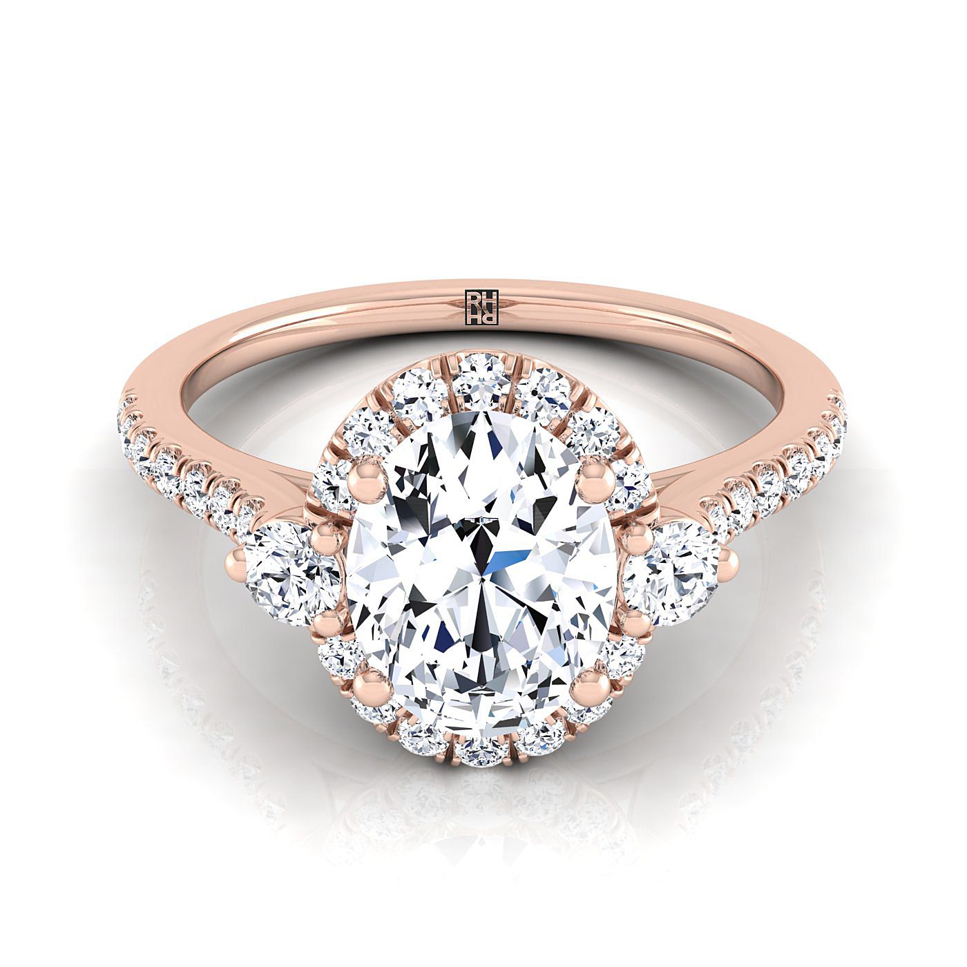 The Ivy Select Halo Engagement Ring with Lab Diamond in 14K Rose Gold - view 1