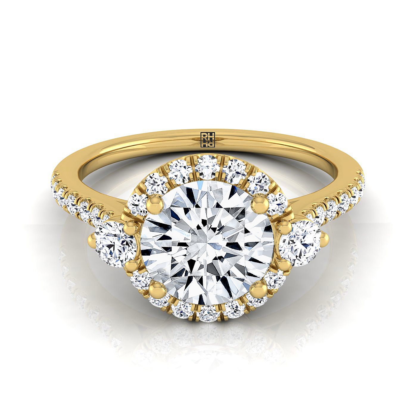 Ivy Select Halo Round Lab Diamond Engagement Ring in 18K Yellow Gold | RockHer