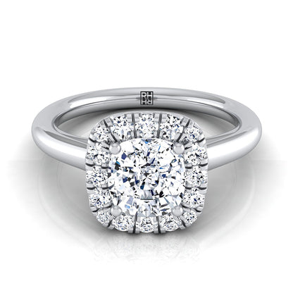 High Polish Simple Halo Cushion, in 18K White Gold, prong setting – view 8 | RockHer