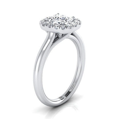 Amy Select High Polish Simple Halo Cu Cushion Cut Lab Diamond Engagement Ring in 18K White Gold | RockHer