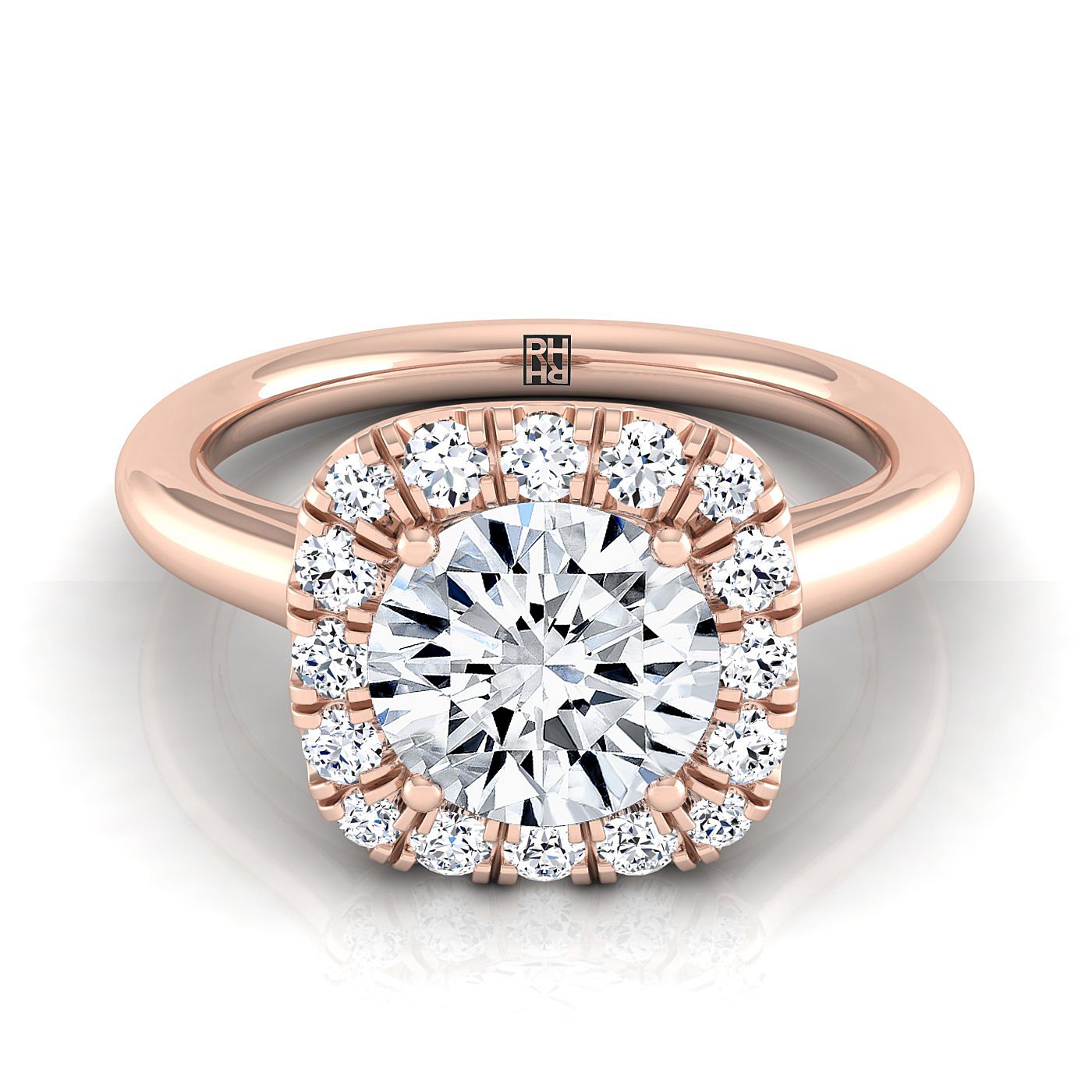 The Amy Select Halo Engagement Ring with Lab Diamond in 14K Rose Gold - view 1