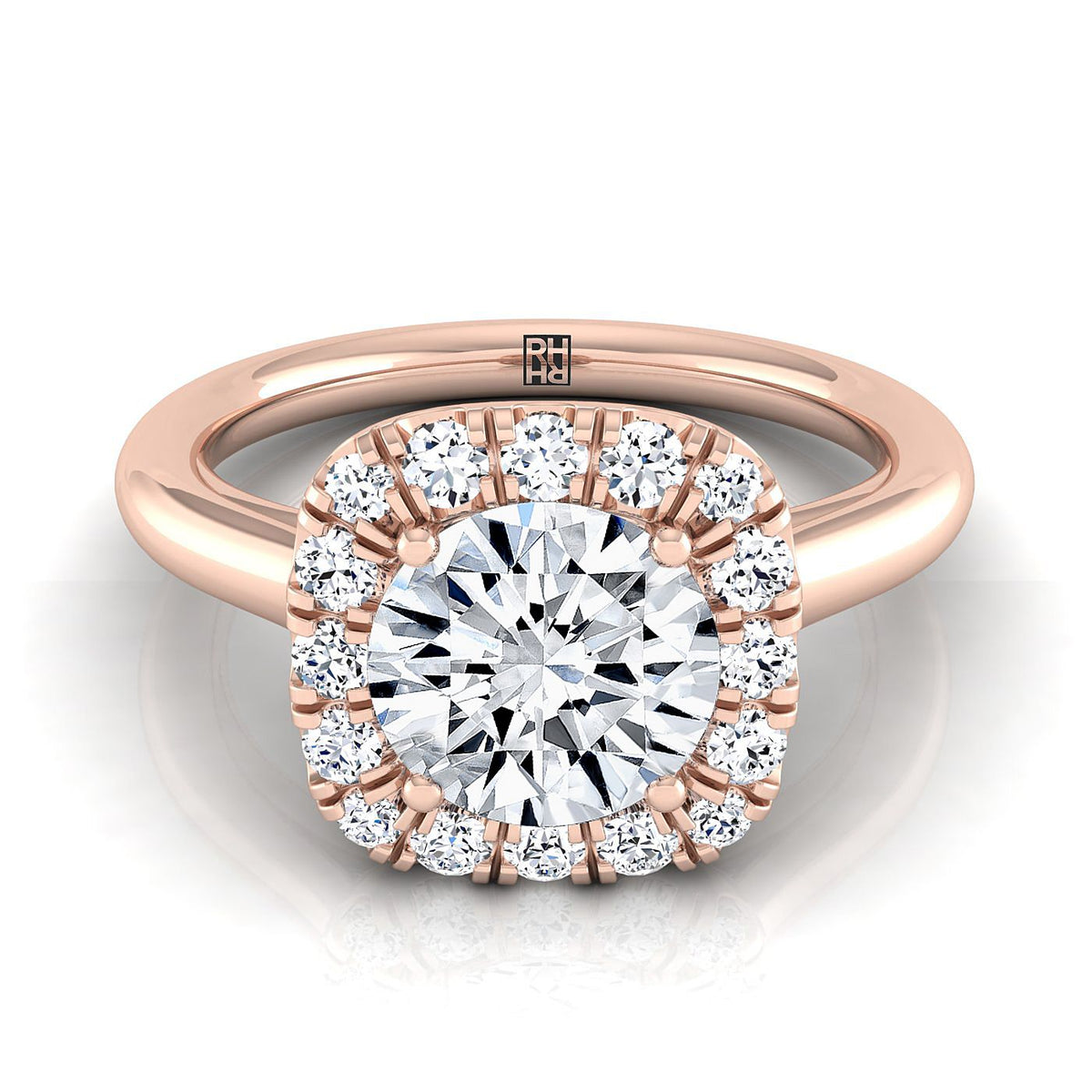 The Amy round engagement ring setting in 14K Rose Gold | RockHer