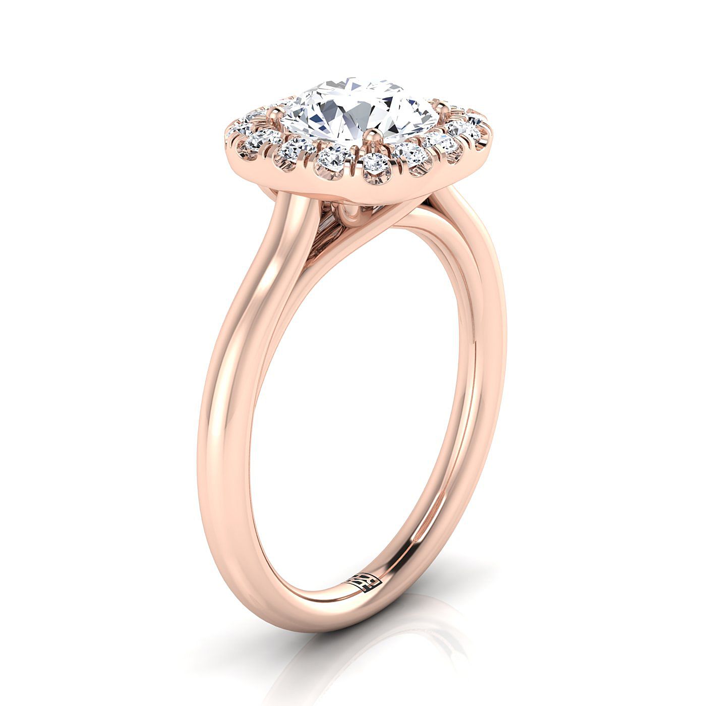 Select Halo styling on The Amy round engagement ring setting | RockHer