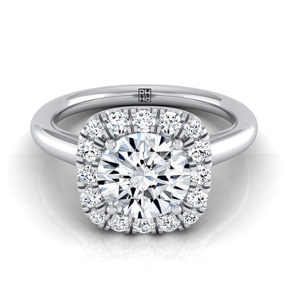 Round Brilliant, High Polish Simple Halo, in 18K White Gold, prong setting | RockHer