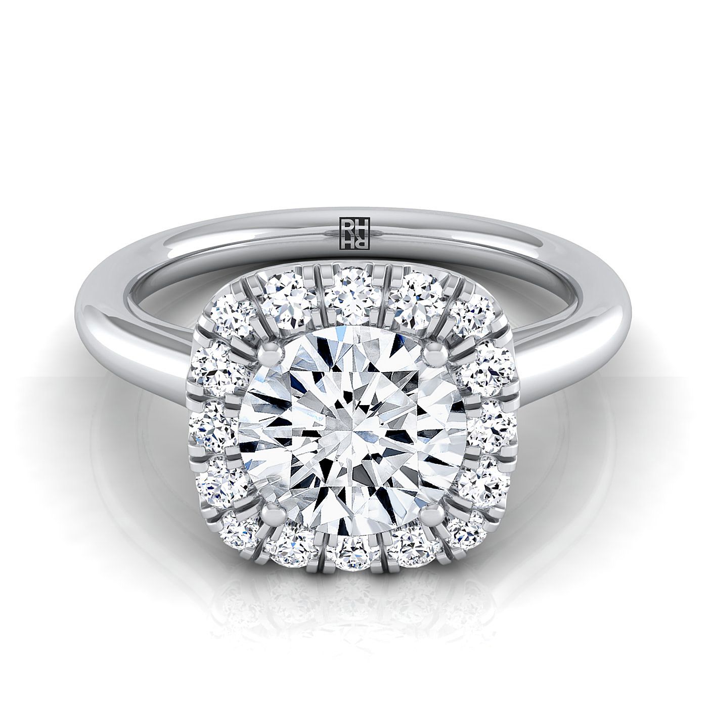 Amy Select Halo Round Lab Diamond Engagement Ring in 18K White Gold | RockHer