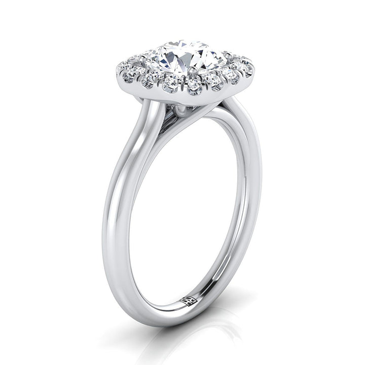 Amy Select Halo Round Lab Diamond Engagement Ring in 18K White Gold | RockHer
