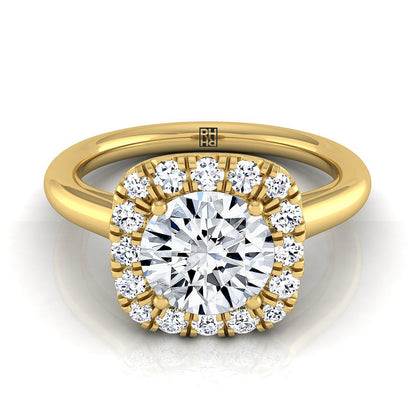 Amy Select High Polish Simple Halo Round Lab Diamond Engagement Ring in 18K Yellow Gold | RockHer
