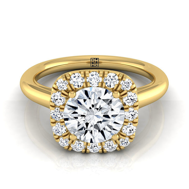 Amy Select High Polish Simple Halo Round Lab Diamond Engagement Ring in 18K Yellow Gold | RockHer