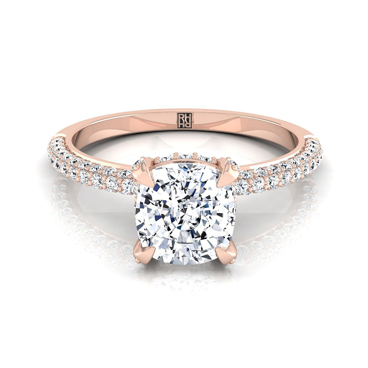 The Tina cushion engagement ring setting in 14K Rose Gold | RockHer