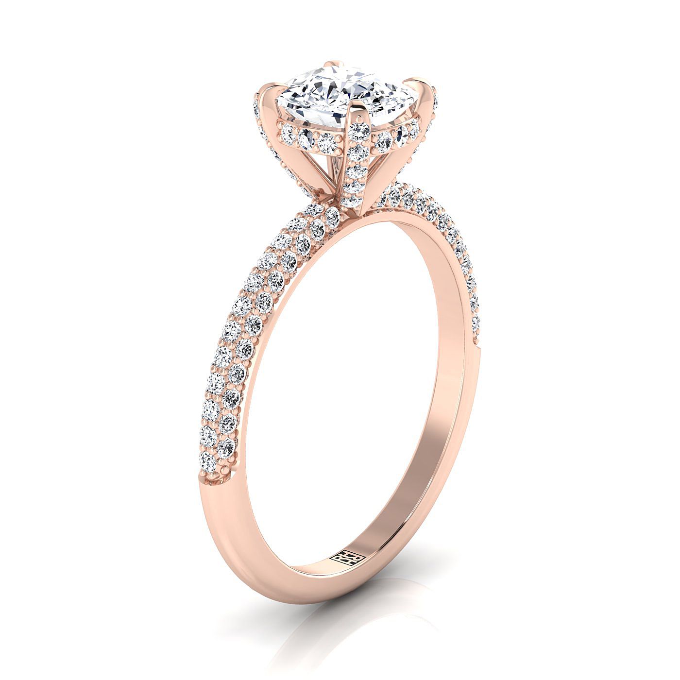 Select Triple Row Pavé Cut styling on The Tina cushion engagement ring setting | RockHer